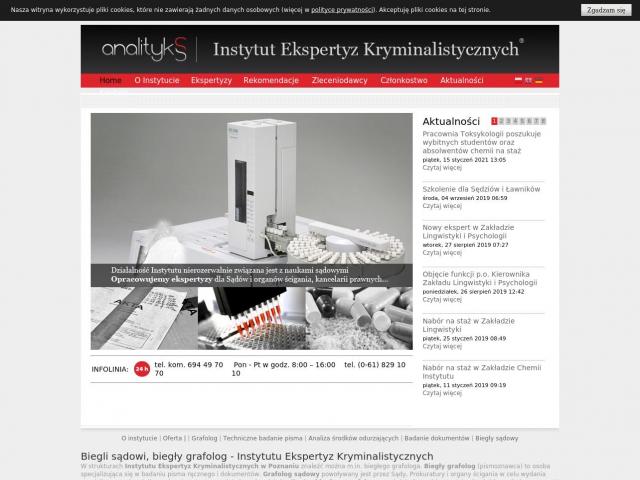 Zobacz Instytut Ekspertyz Kryminalistycznych Analityks Sp. z o.o